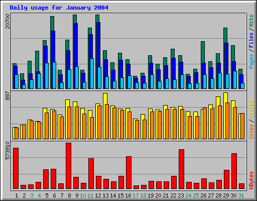 Daily usage for January 2004