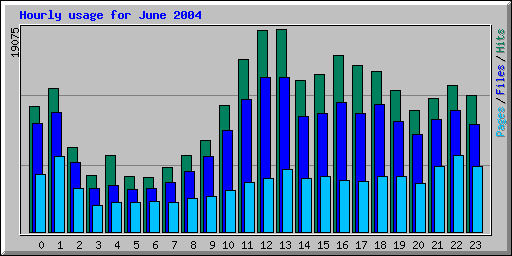 Hourly usage for June 2004