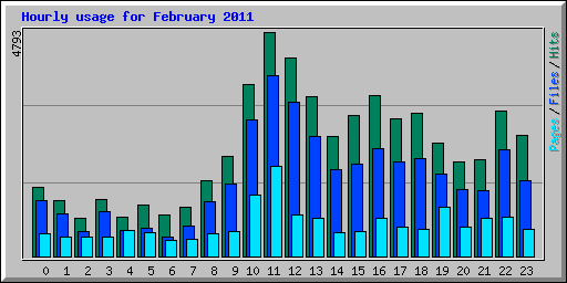 Hourly usage for February 2011